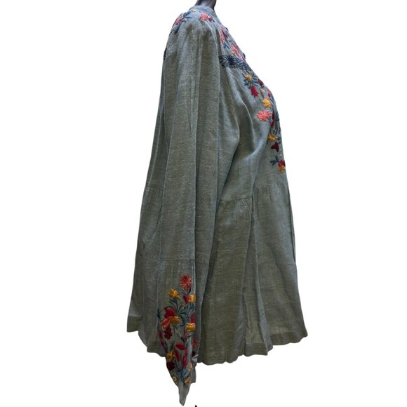 Johnny Was Blue Embroidered Blouse L - Picture 3 of 6